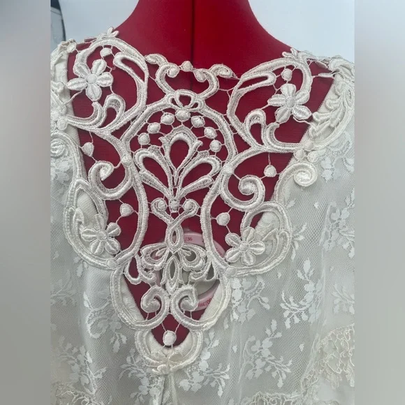 Vintage Scott McClintock 1980s Cottagecore Lace & Rosette Detail Dress - Picture 10 of 16